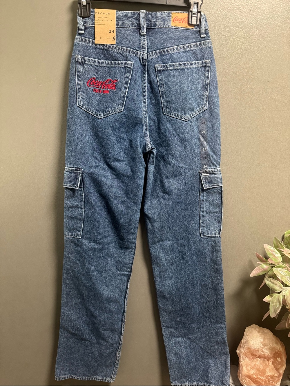 Coca-Cola x PacSun Blue Denim Cargo Women’s Jeans 24 - Rare Find Sold Out!